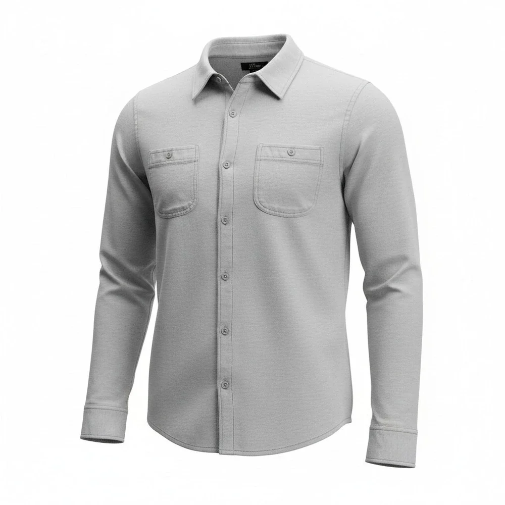 J. Crew Knit Goods Slub Cotton Button Down Shirt Grey Large Tall LT Re-Imagined